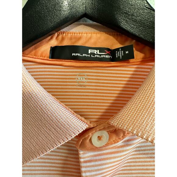 RLX Ralph Lauren Peach Colored Striped Casual Golf Polo Shirt Men’s M Light - Picture 3 of 8